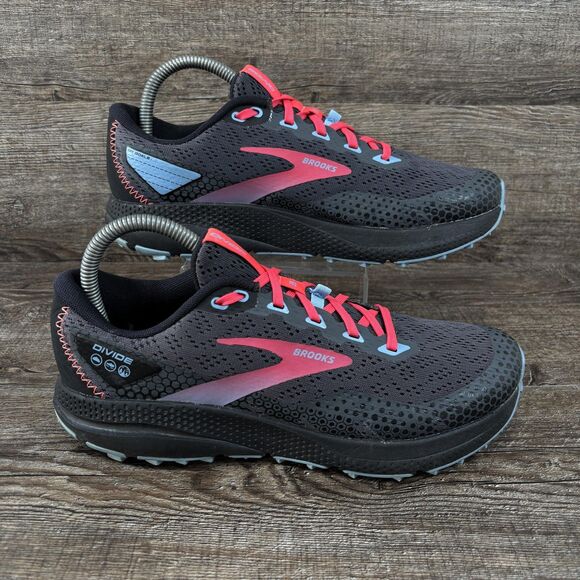 Brooks Divide 3 Shoes Women's 8.5 Black Gray Pink Trail Running 1203681B057 - Picture 1 of 8